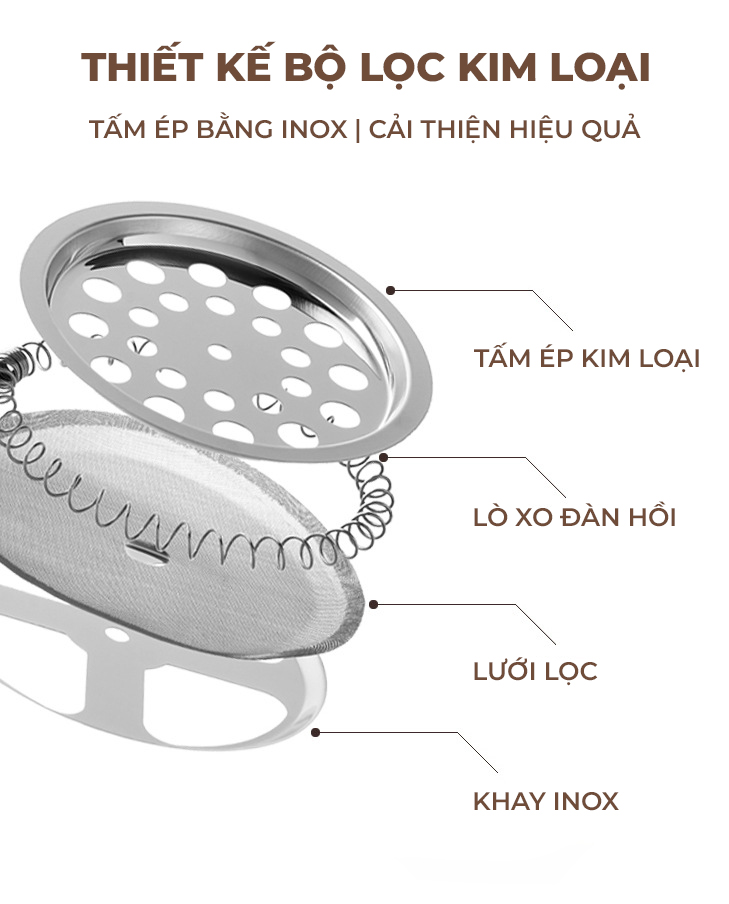 Bình pha cafe ấm trà Pha trà chuẩn kiểu Pháp - 350ml - Piggyy