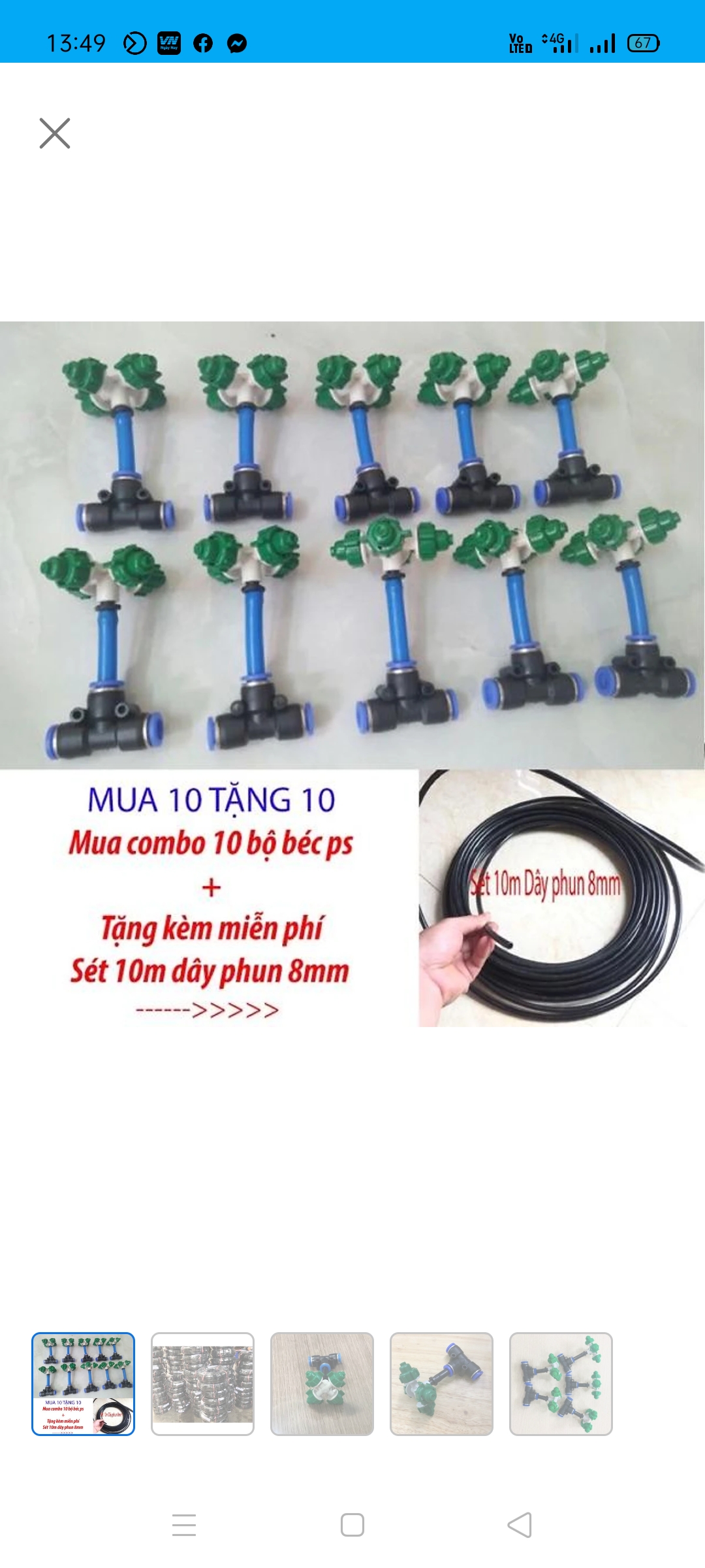Combo 10 béc phun sương tặng 10m dây 8mm