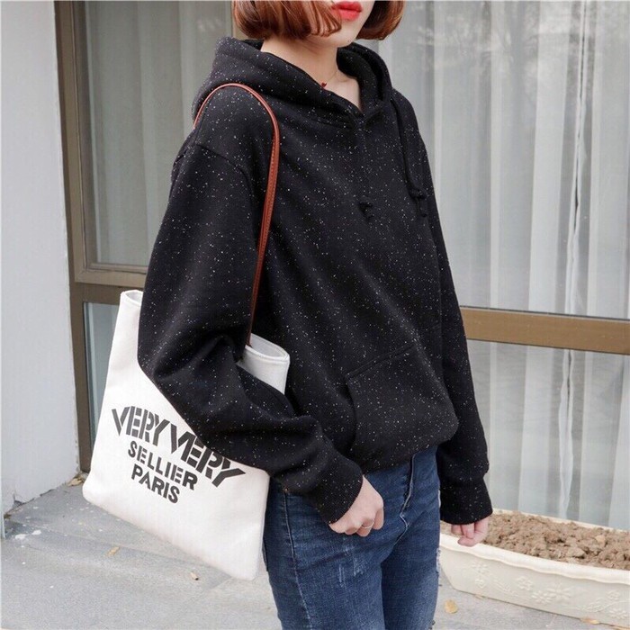 Áo hoodie thun nữ form rộng A337 - One size &lt; 60KG