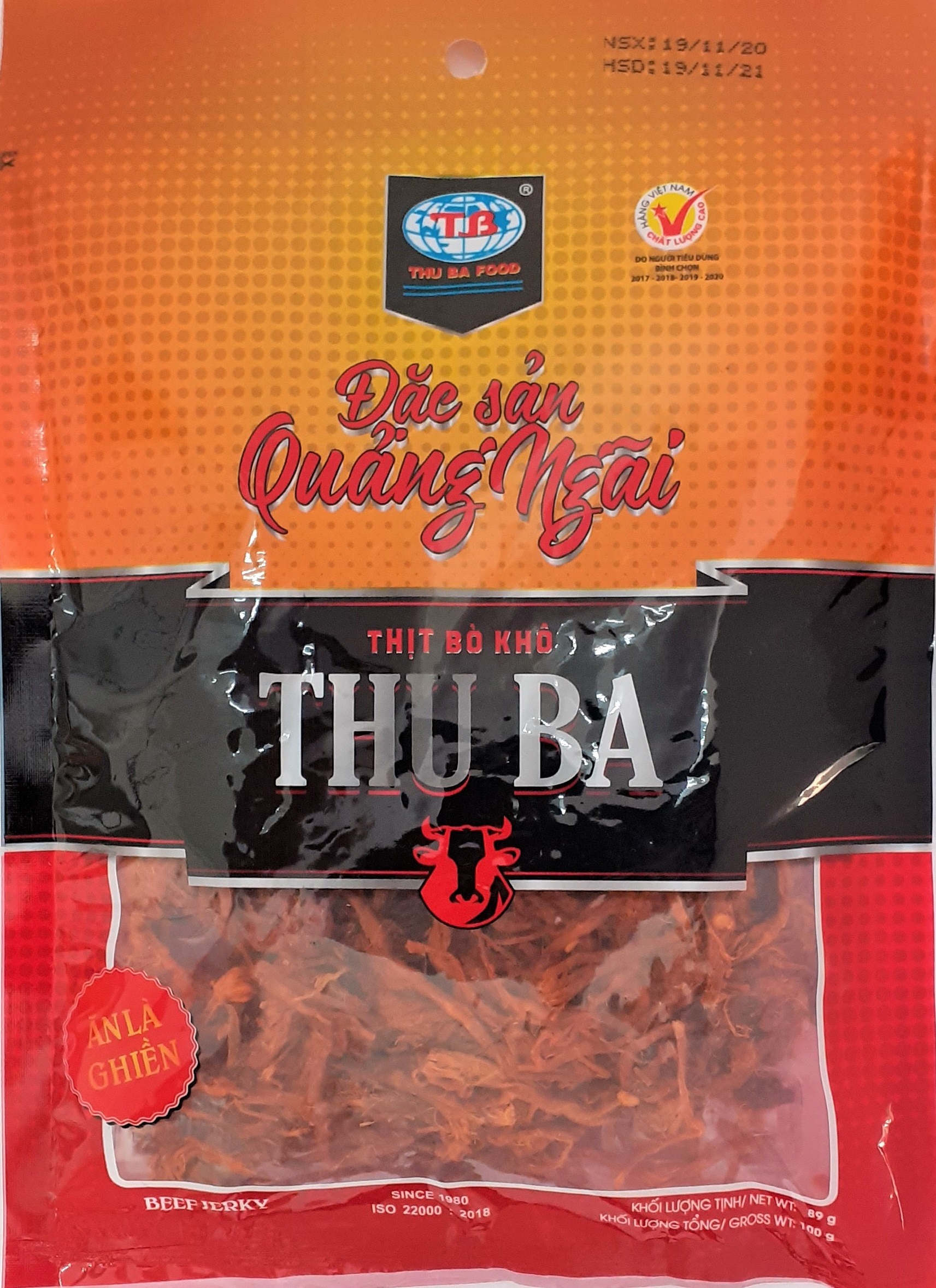 Combo 5 gói thịt bò khô sợi Thu Ba Quảng Ngãi ăn vặt