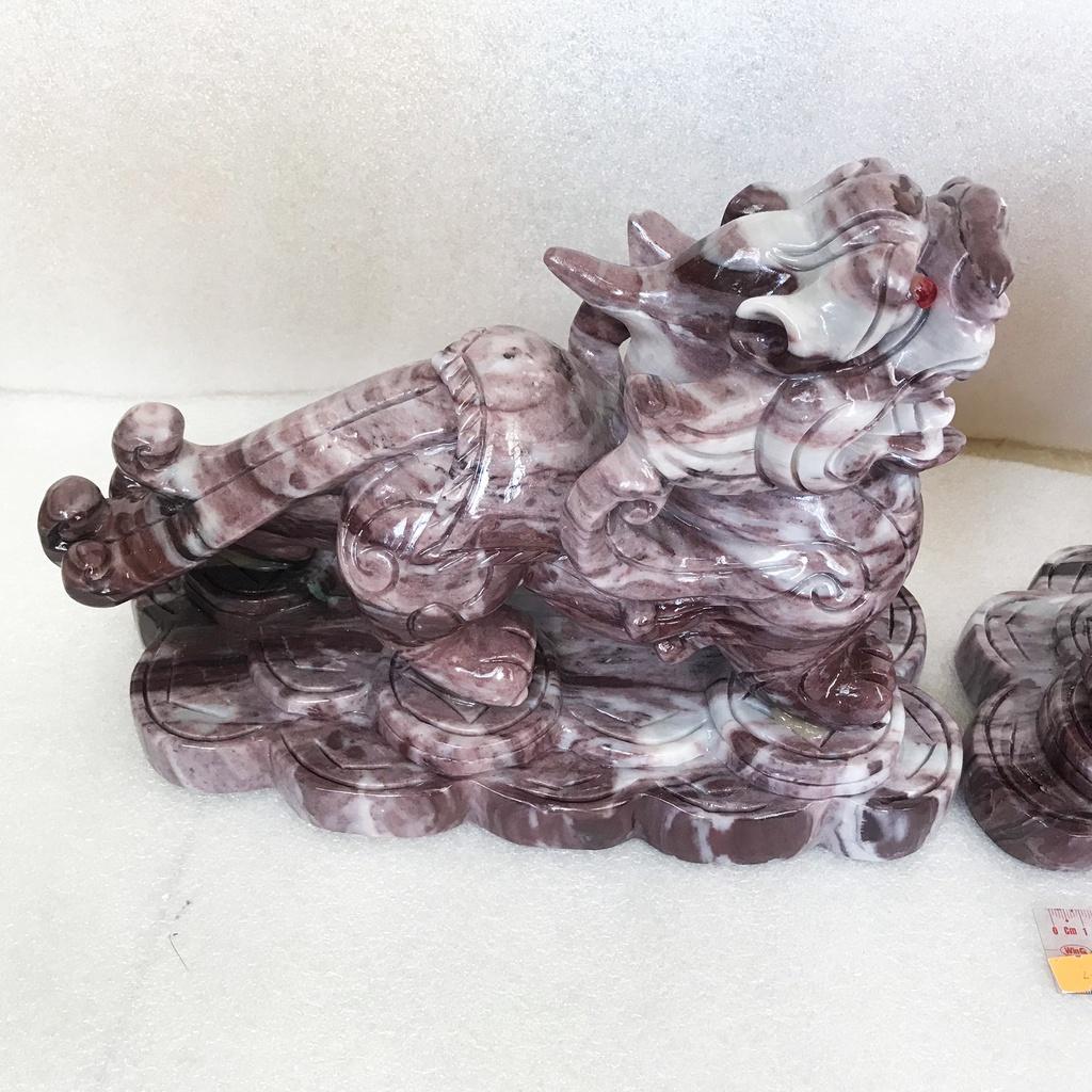 Tỳ hưu, tì hưu phong thủy đá đỏ nặng 19 kg/cặp, dài 35 cm cho mệnh Thổ và Hỏa