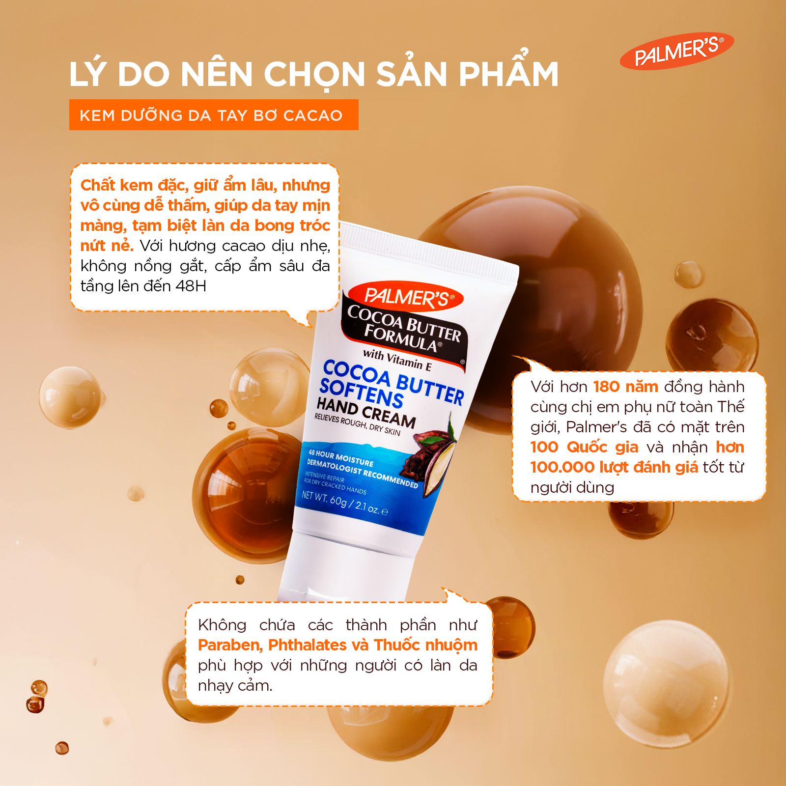 Kem dưỡng tay mềm mịn cho da khô Bơ Cacao Palmer's