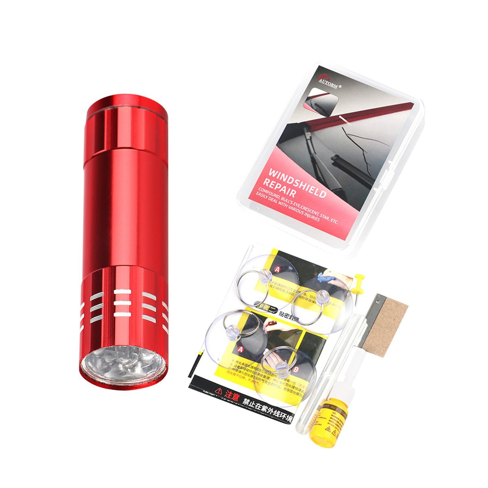 Windshield Crack Repair Set Window Glass ,Curing Lamp, Quick Fix Automotive Glass Repair Fluid for Cracks Star Shaped Crack