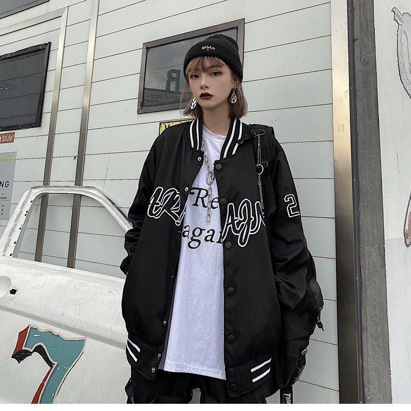 Áo khoác dù bomber unisex form rộng 28 nam nữ ulzzang Wind cúc bấm