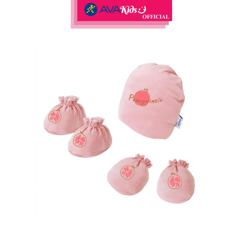 Set nón, bao tay bao chân BabyMommy 2 lớp in trái cây - Màu ngẫu nhiên (0 - 3 tháng)