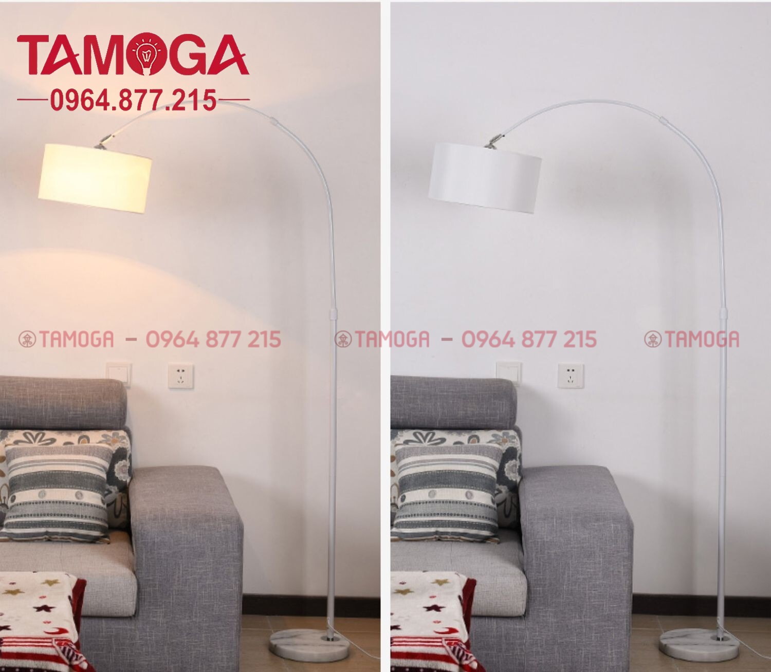 Đèn cây chụp vải trắng 9093A WH màu trắng TAMOGA LENIS
