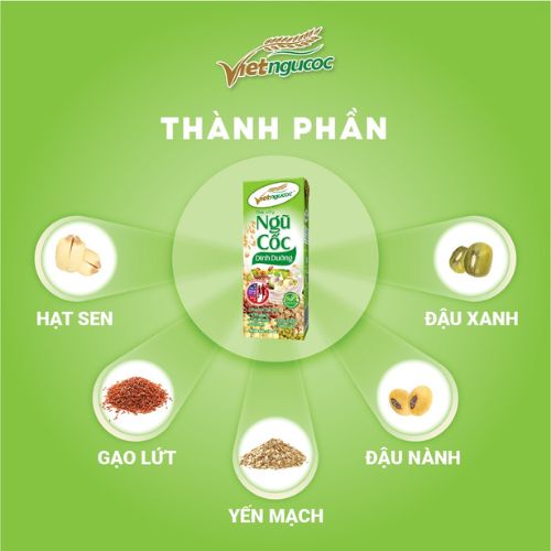 Lốc 4 hộp Sữa Ngũ Cốc Dinh Dưỡng VIỆT NGŨ CỐC Uống Liền Bổ Sung Năng Lượng Chất Dinh Dưỡng Cho Cơ Thể 180ml/ Hộp