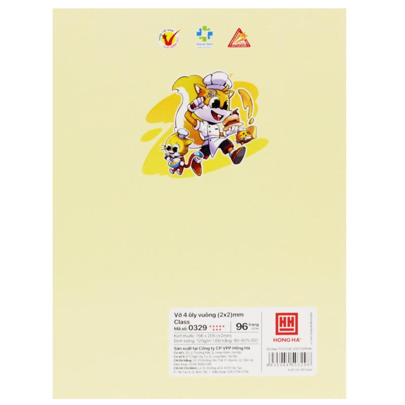 Combo 5 Tập Class Siêu Sóc - 4 Ô Ly - 96 Trang 120gsm - Hồng Hà 0329 - Màu Vàng + Tặng Kèm Thẻ Cào