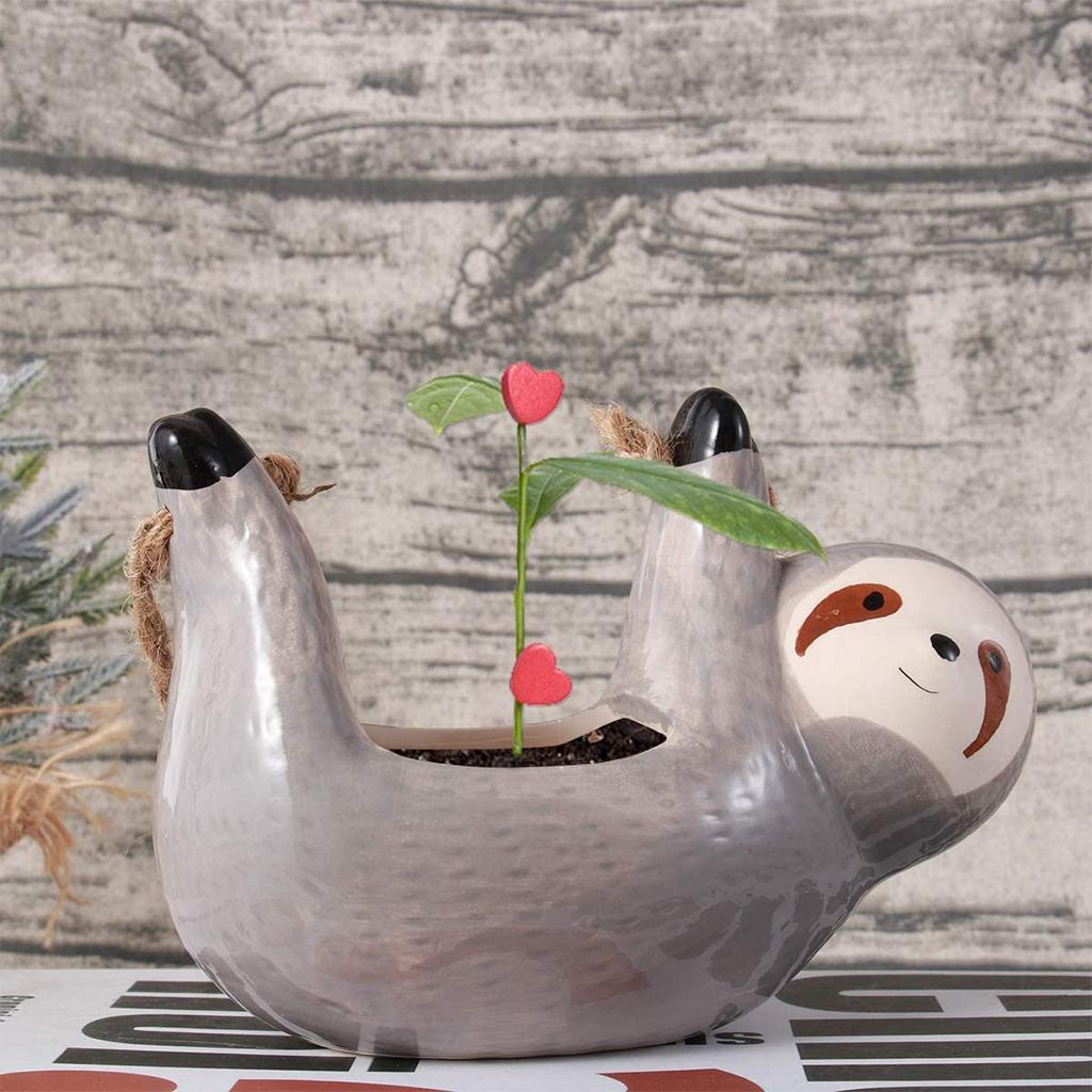 2Pcs  Succulent Planter Sloth Plant Pot Holder Outdoor Flowerpot Garden