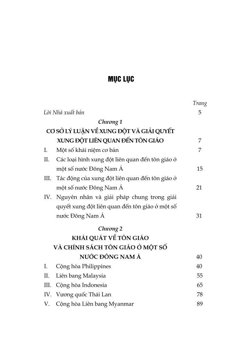 Xung đột và giải quyết xung đột liên quan đến tôn giáo ở một số nước Đông Nam Á và hàm ý cho Việt Nam