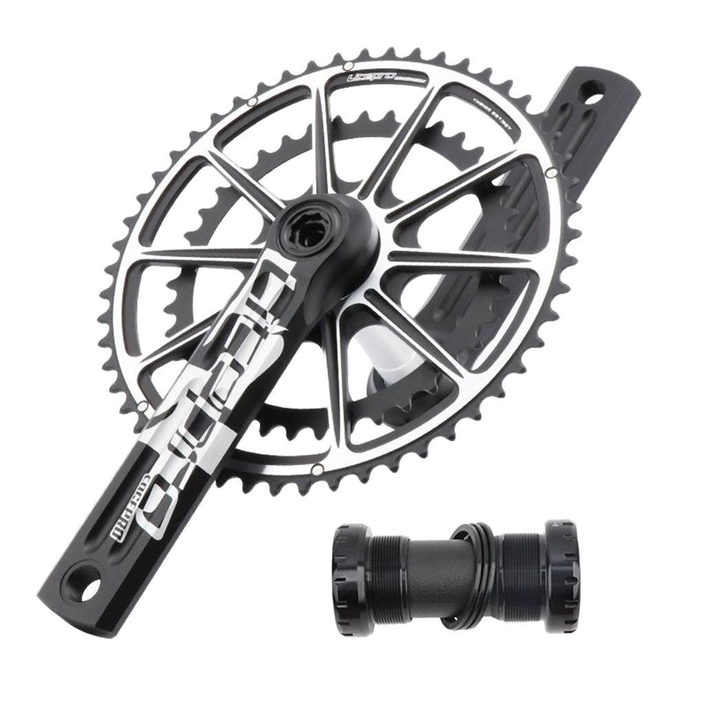 Lightweight 170mm Crankset, 130 BCD Mountain Road Bike Chainring 53-59T  Round Chainwheel High Strength Crankarms