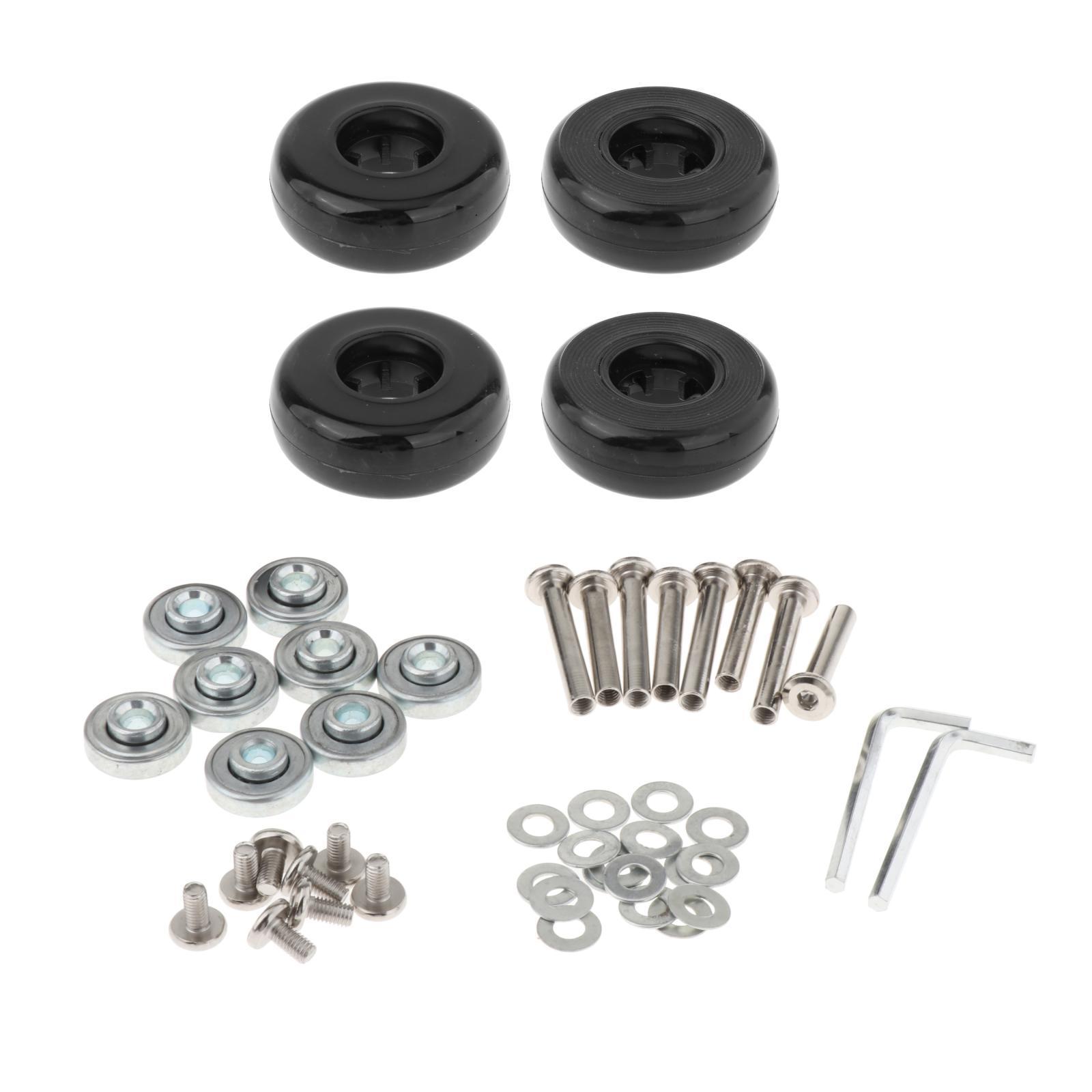 4x Replacement Suitcase Wheels PU Metal Swivel Caster Wheels Repair Set Easy Installation ,Axles Mute Luggage Suitcase Replacement Wheels Set