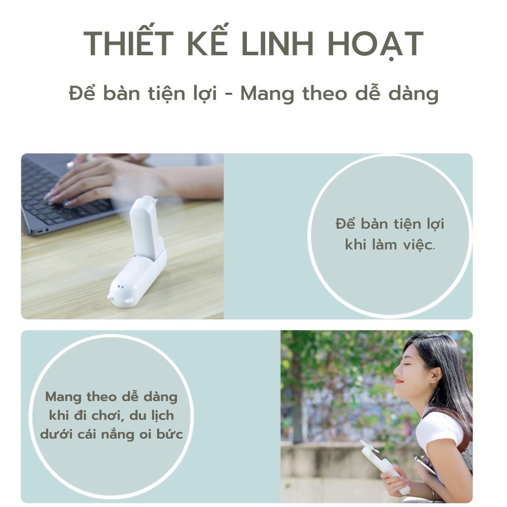 Quạt mini, quạt cầm tay mini gấp gọn 3 chết độ gió, tích hợp sạc dự phòng, dung lượng pin 2000mAh, bảo hành 6 tháng