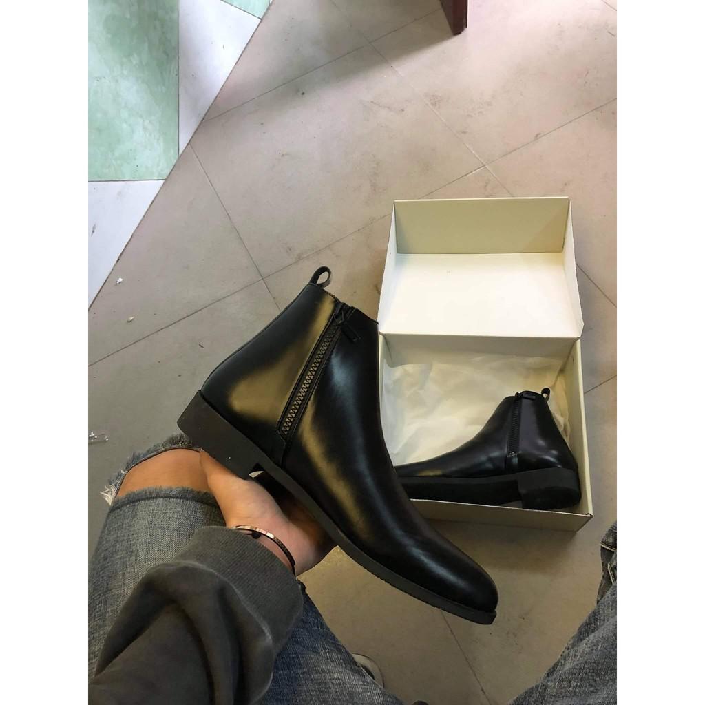 Chelsea Boots da bò kéo khóa, giày bốt nam