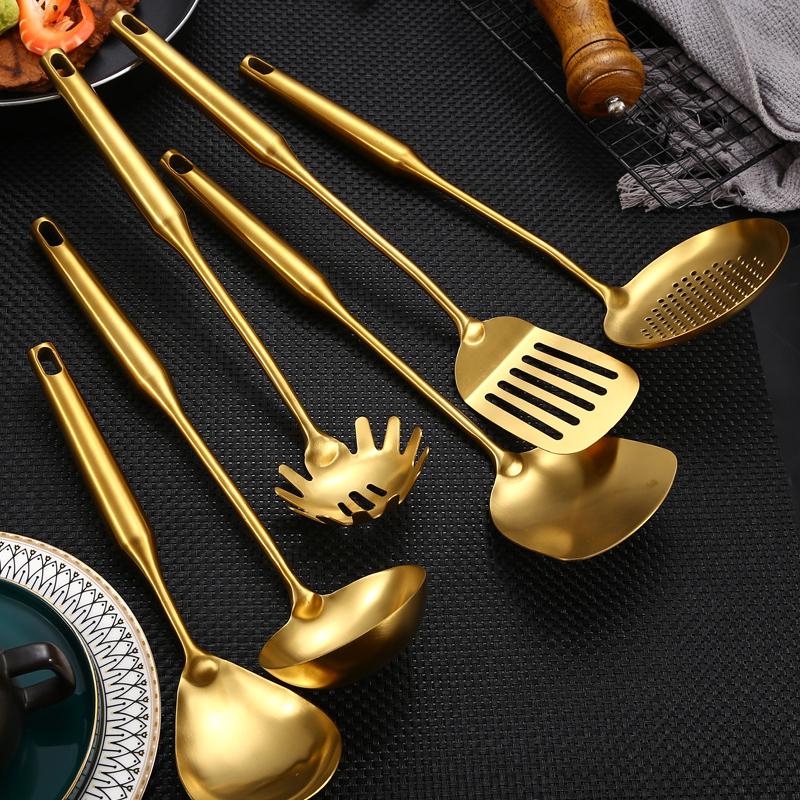 Vàng Thép Không Gỉ Nấu Công Cụ Muỗng Thìa Đũa Bếp Dụng Cụ Nhà Bếp Thìa Đũa Thìa Bộ Đồ Dùng Nhà Bếp Tiện Dụng Tất Cả Mới Nhất