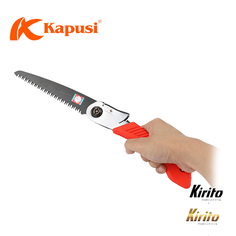 Cưa gỗ cầm tay đa năng gấp gọn Nhật Kapusi, thép SK5 siêu sắc, cưa cành cán xếp, gấp gọn an toàn