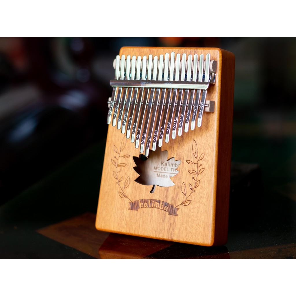 Kalimba KINGSWAN LÁ PHONG gỗ ACACIA 17 phím khắc nốt sẵn BẢO HÀNH 1 NĂM