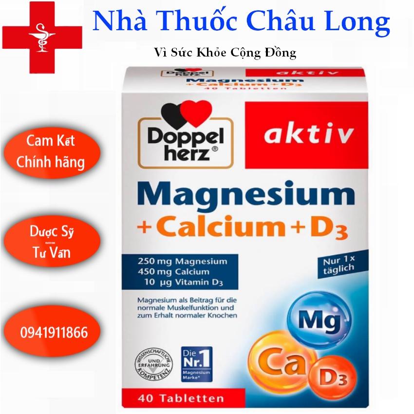 Viên Uống Bổ Sung Magnesium + Calcium + D3 - Bổ sung Canxi, Magie và Vitamin D3, Giúp Phòng Ngừa Loãng Xương, 40 Viên