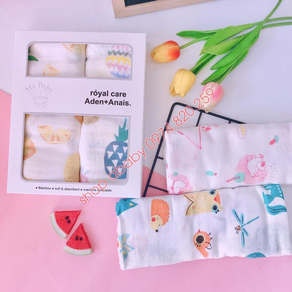 Hộp 2 khăn tắm khăn quấn sơ sinh cho bé