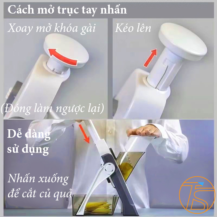 Dụng Cụ Bào Rau Củ Quả Cắt Thái Sợi Gấp Xếp Gọn Có Thể Điều Chỉnh Cắt Dày Mỏng Kèm Theo Chổi Vệ Sinh