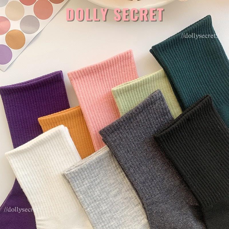 Tất nữ nhún cao cổ bèo dễ thương màu pastel trơn chất liệu cotton mềm mịn thoáng DOLLY SECRET T17