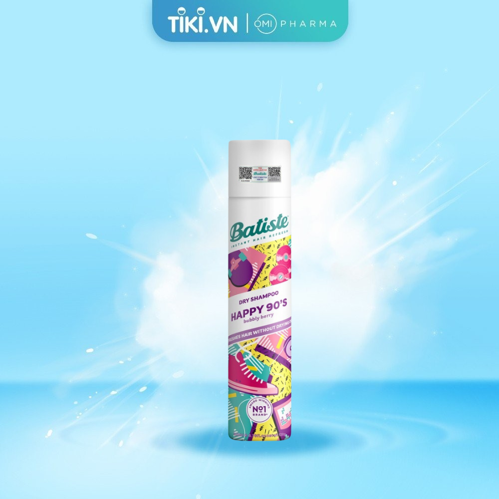 Dầu Gội Khô Batiste Hương Dâu Tây - Batiste Dry Shampoo Happy 90's Bubbly Berry 200ml