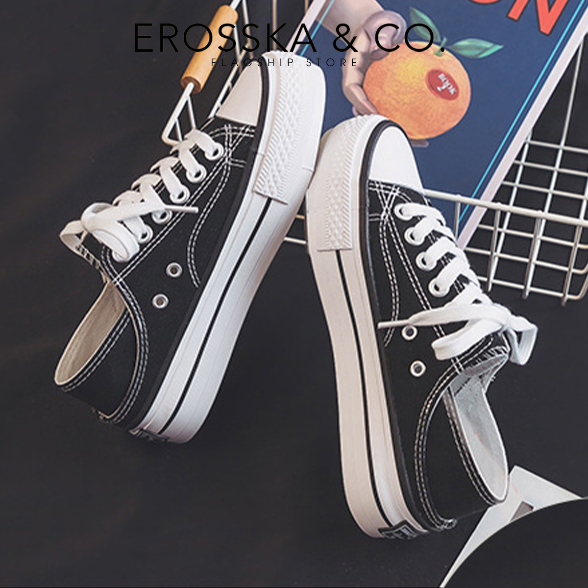 Erosska - Giày sneaker đế dày đi học phong cách basic thoải mái - GS013