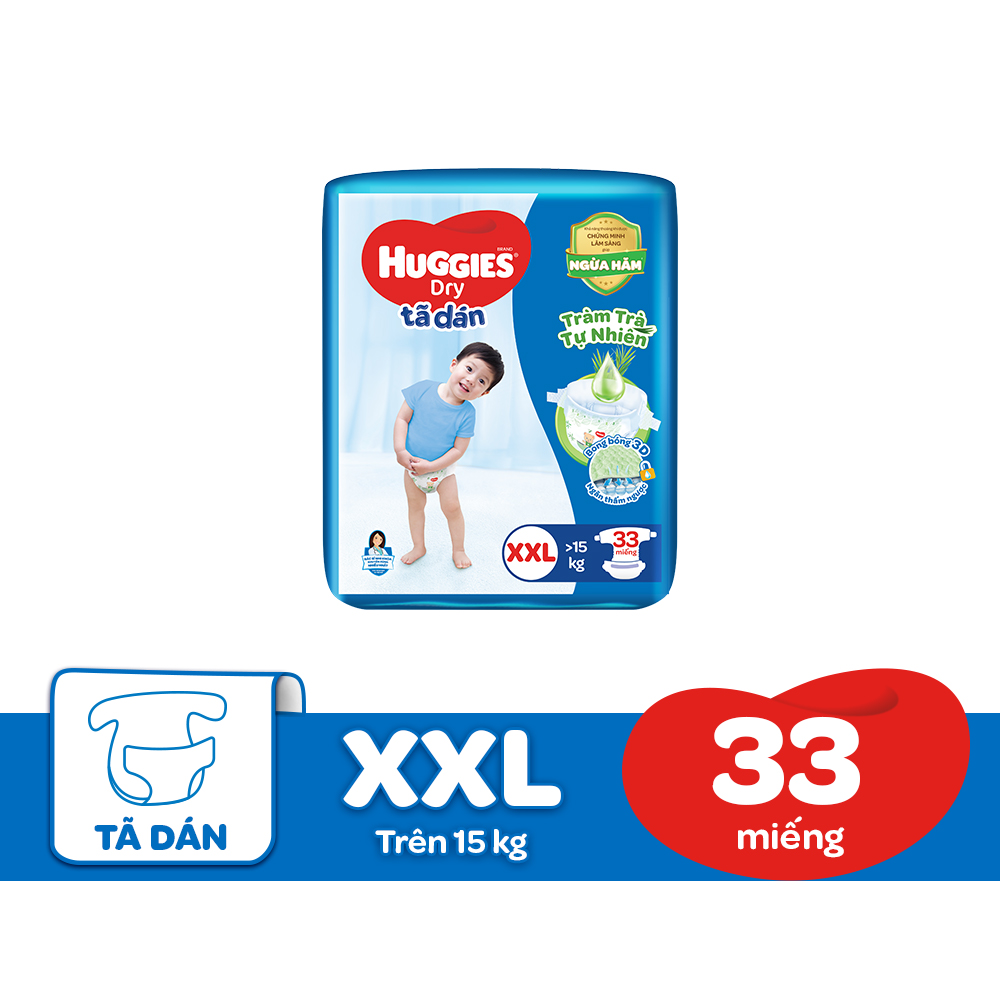 Combo 4 Tã dán HUGGIES DRY JUMBO Tràm Trà