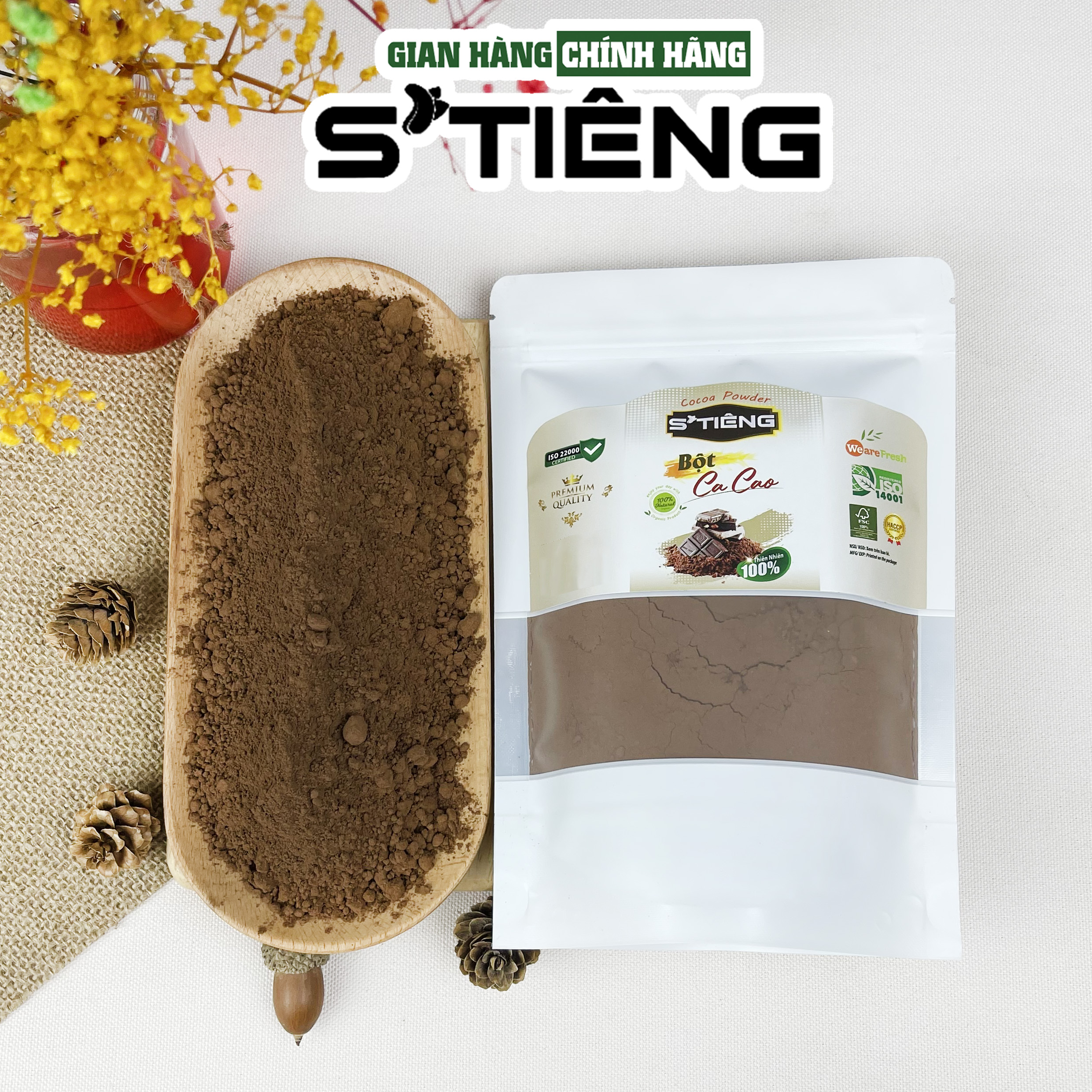 500Gr Bột CACAO Nguyên Chất Cao Cấp S'TIÊNG Túi