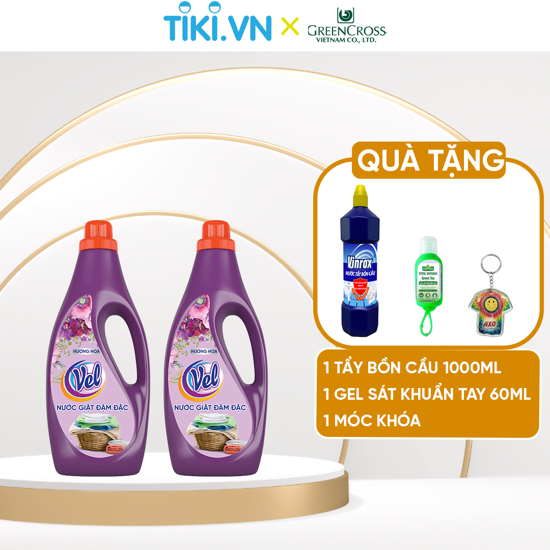 Combo Nước giặt VEL ĐẬM ĐẶC lưu hương dịu nhẹ bền lâu cho quần áo Chai 1800ml