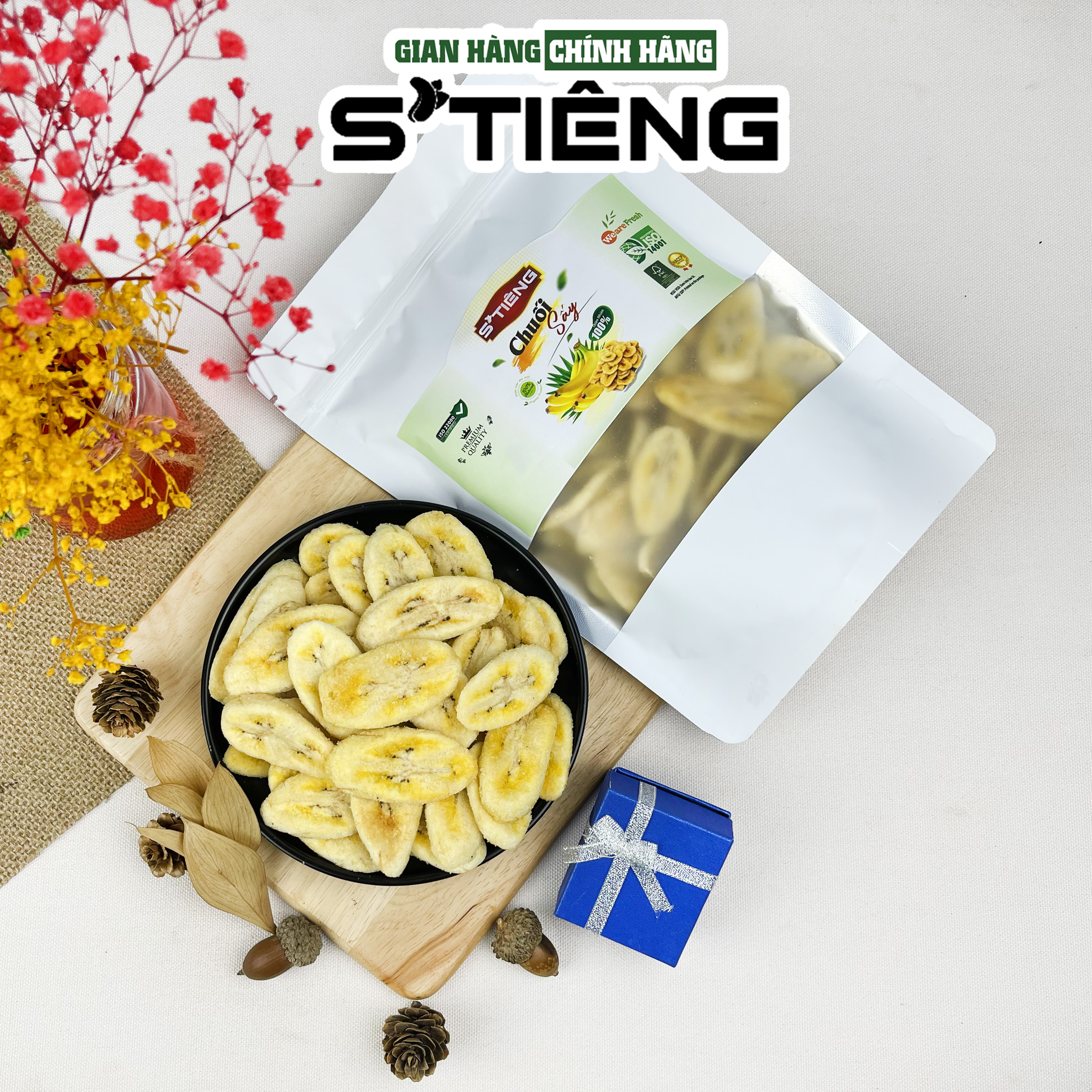 250Gr Chuối Sấy Giòn Nguyên Miếng Xuất Khẩu S'TIÊNG