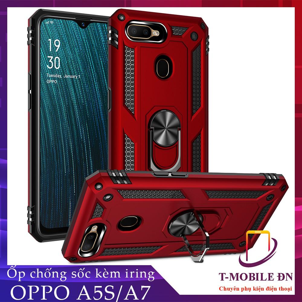 Ốp lưng cho Oppo A5S A7 chống sốc 2 lớp kèm nhẫn iring làm giá đỡ