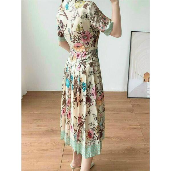 HÀNG NHẬP - ĐẦM XÒE LỤA CỔ SƠ MI CHÂN VÁY XẾP LY