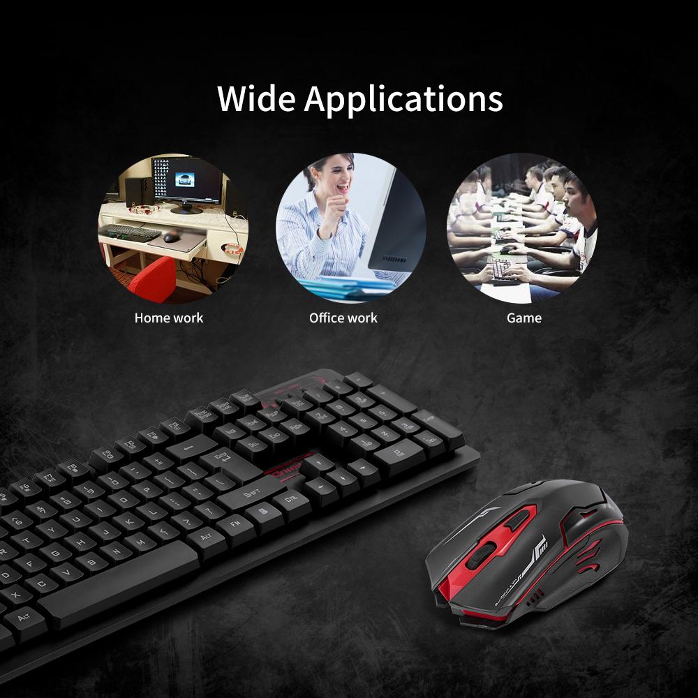 2.4G Wireless Keyboard and Optical Mouse Combo Suspended Keycap Adjustable Holder 3D Mouse for Office Work Game