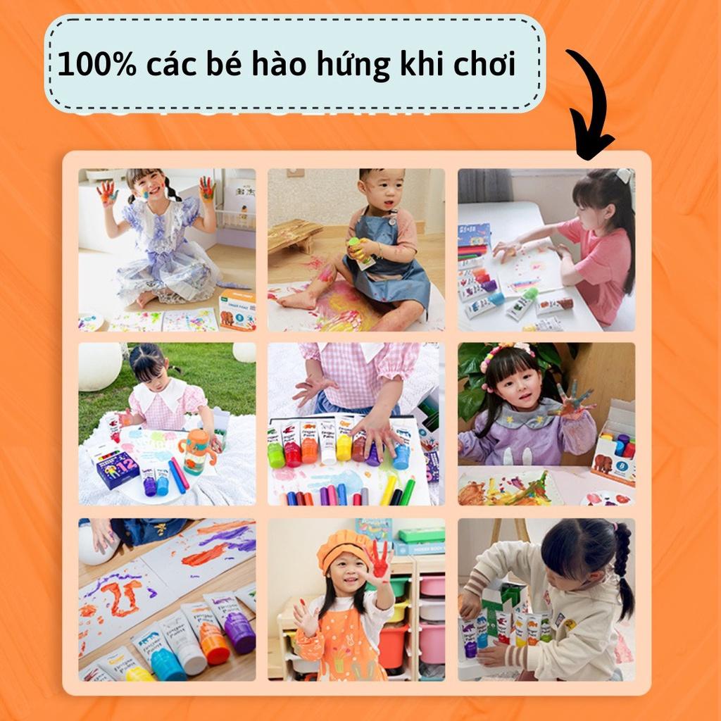 Finger Paint Mideer bộ màu kèm sổ vẽ tay cho bé chính hãng an toàn kèm bộ cọ vẽ màu nước