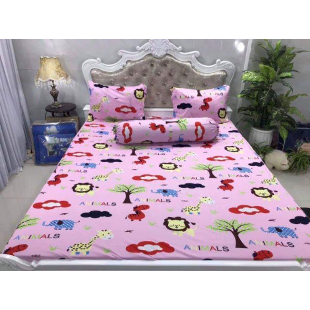 GA CHỐNG THẤM COTTON THUN NANO DÂY KÉO BỌC KÍN NỆM - HÌNH THÚ HỒNG