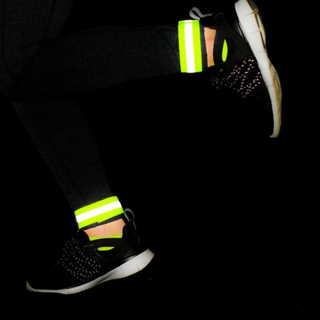 4pcs Reflective Running Cycling Jogging Hand Wrist Ankle Arm Leg Band Yellow