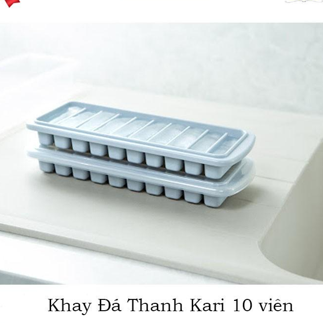 Khay Làm Đá Tủ Lạnh Cao Cấp Thanh 10 Viên Có Nắp Nhựa Bảo Vệ KARI INOCHI