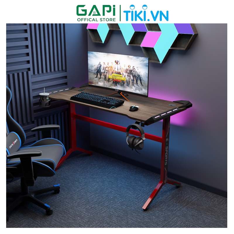 Bàn gaming GAPI chân chữ Y , bàn vi tính có đèn led tự động hiện đại, phong cách Maverick GM72