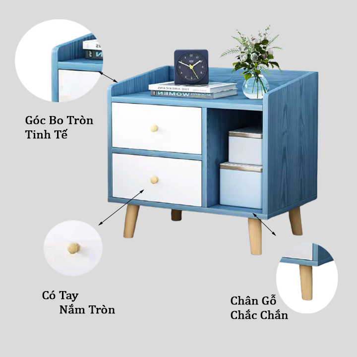 Tab Để Đầu Giường Hiện Đại 3 Ngăn FIVO Mã FT40 Phong Cách Châu Âu Sang Trọng, Phù Hợp Cho Mọi Kiểu Nhà, Sản Phẩm Nội Thất Lắp Ráp Thông Minh