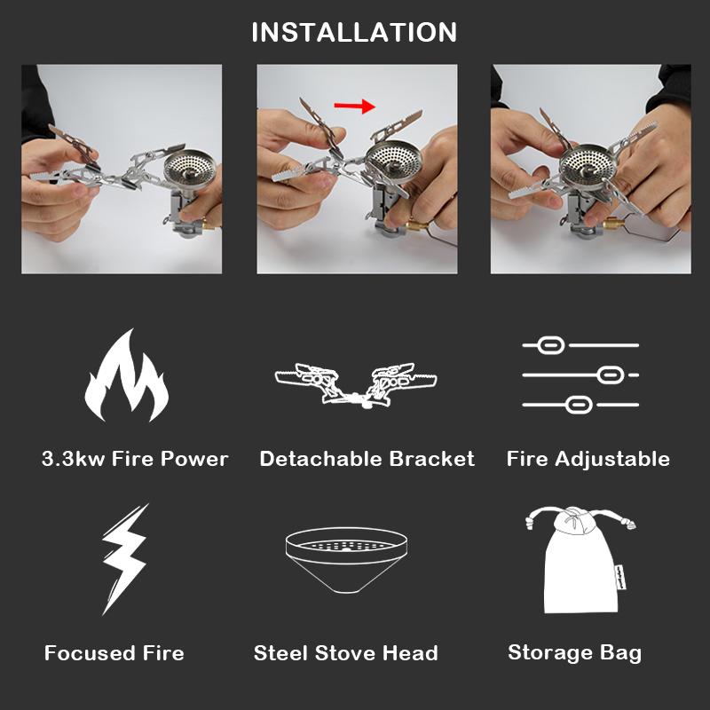 CAMPINGMOON 3300W Camping Stove High Efficient Backpacking Stove Camping Split Gas Stove