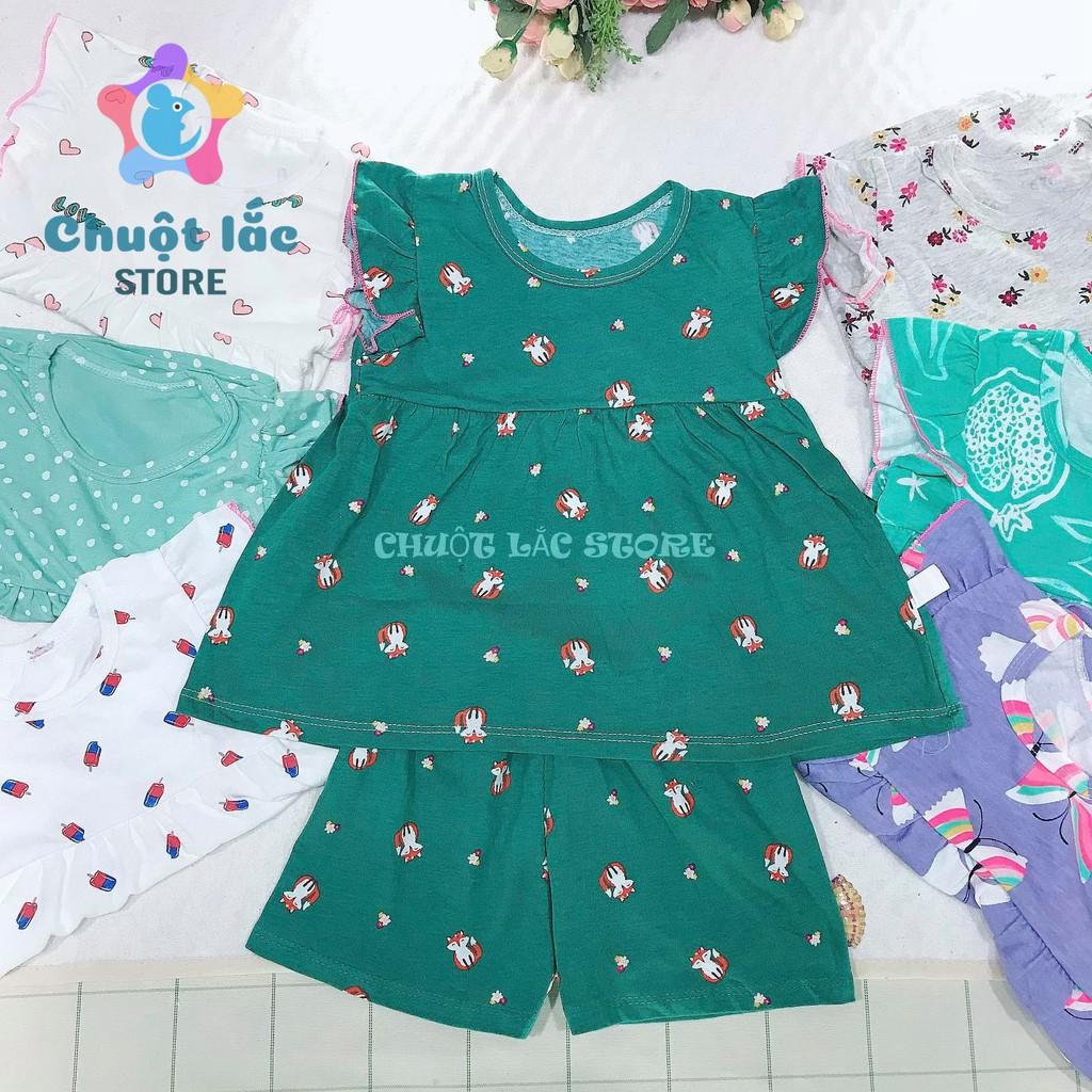 Combo 2 bộ quần áo bé gái cotton xuất dư kiểu babydoll cho bé từ 8kg đến 18kg