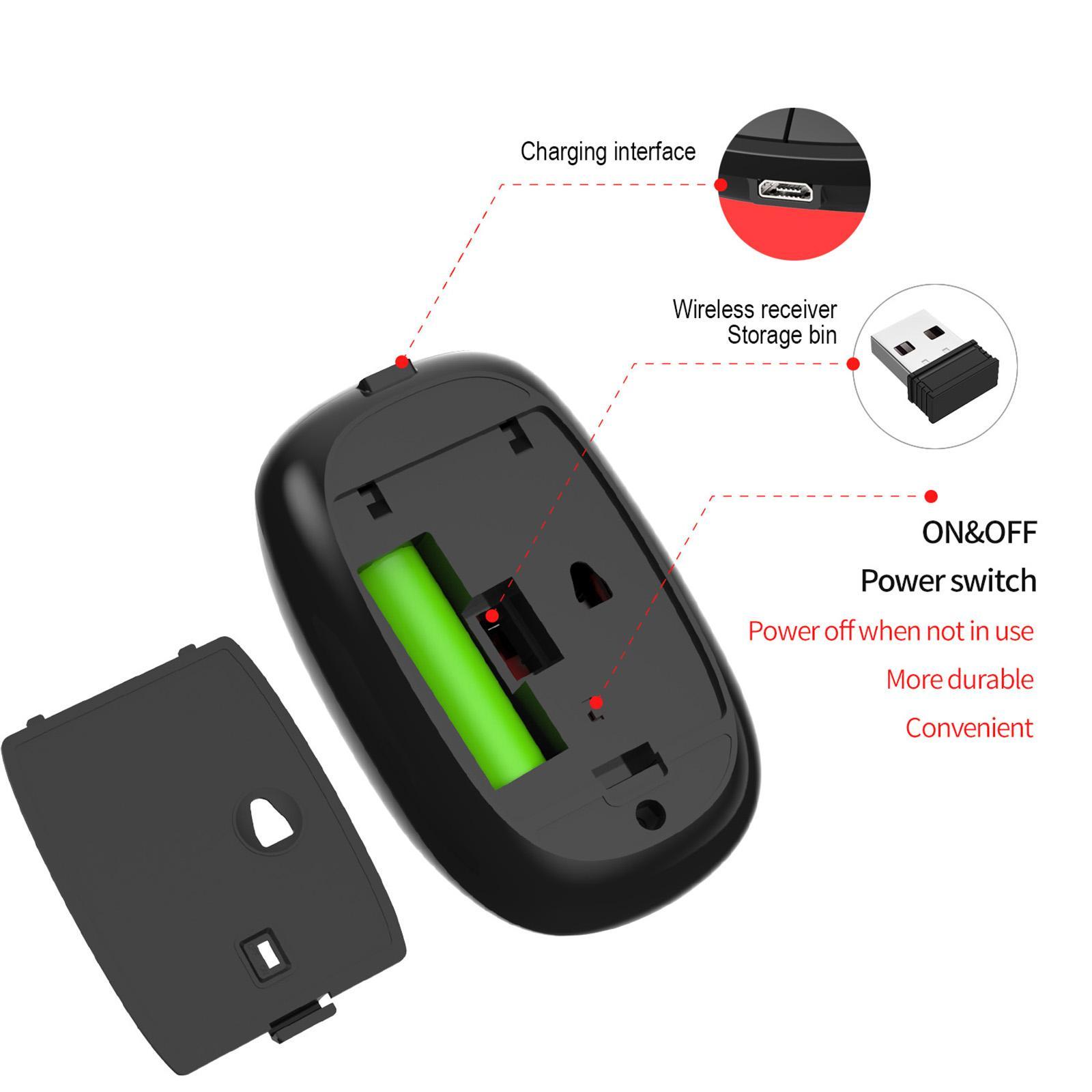 2.4G Wireless Gaming Mouse Ergonomic Rechargeable Mice+USB Receiver