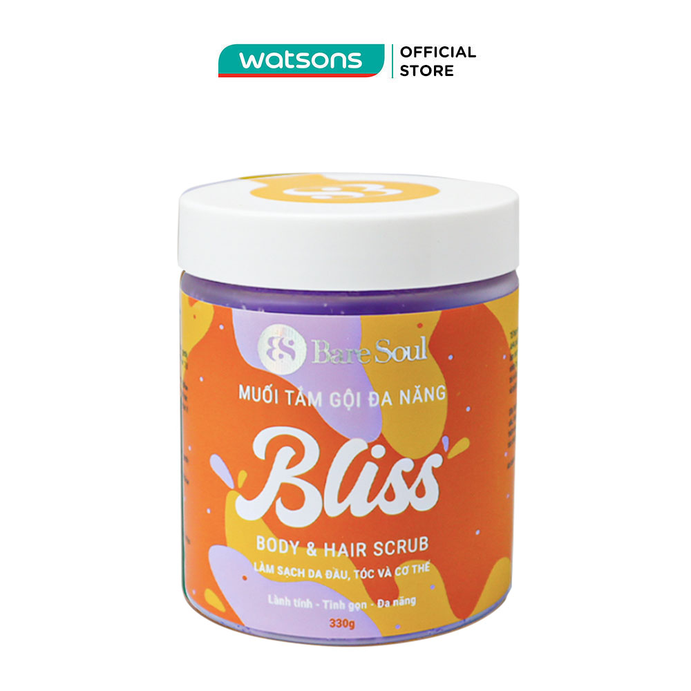 Muối Tắm Gội Dành Cho Tóc Và Cơ Thể BareSoul Tinh Chất Gừng Và AHA Bliss Body &amp; Hair Scrub 330g