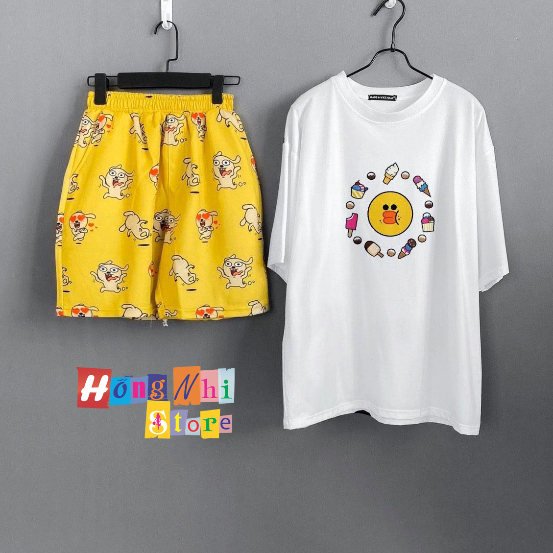 Quần Short Cartoon Unisex Hình Con Chó - Quần Đùi Hoạt Hình Siêu Cute - MM