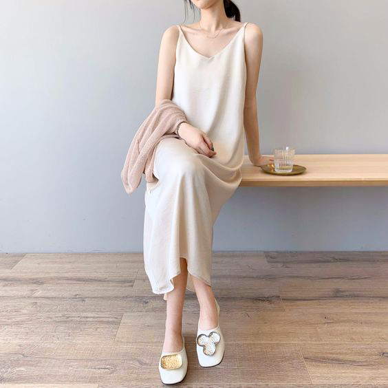 Set Váy Bay Bay Minimalism Dáng Suông Dài Đa Năng Phong Cách Basic Cơ Bản Chất Lụa Cao Cấp Thời Trang Mùa Hè Dạo Phố Đi Biển Mặc Nhà Đa Dạng Size