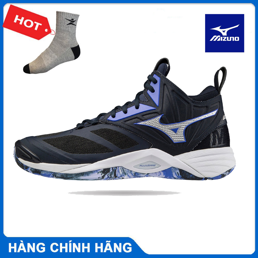 Giày bóng chuyền MIZUNO WAVE MOMENTUM 2 MID V1GA211702, giày cầu lông nam - tặng tất thể thao bendu chính hãng