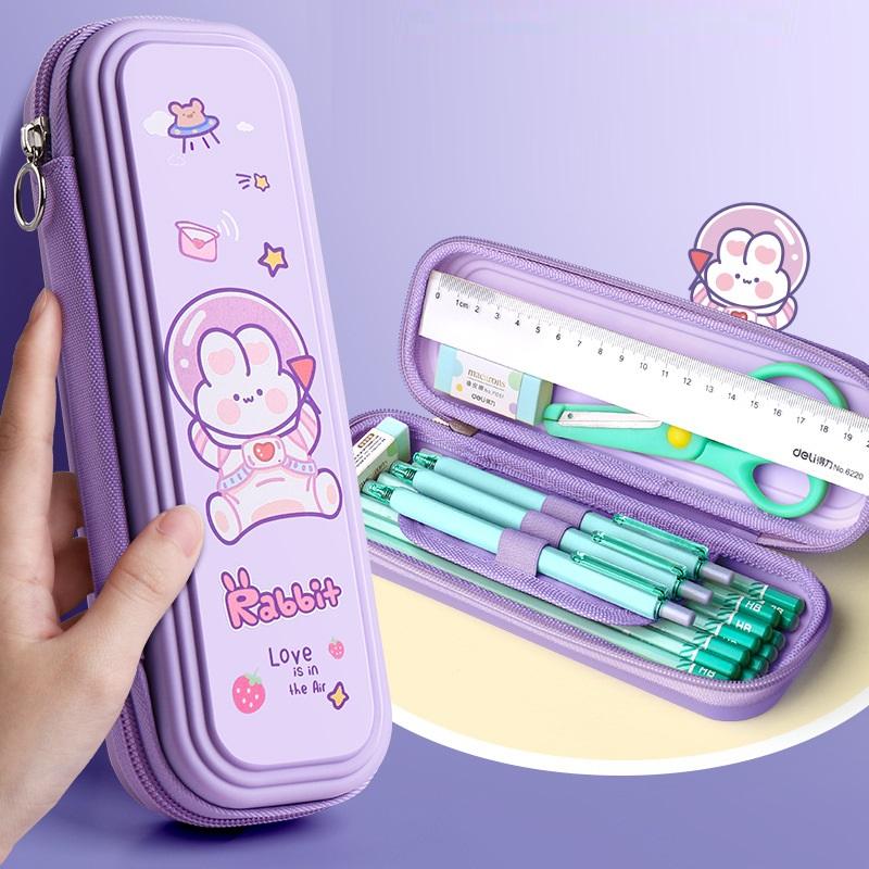 Hộp Đựng Bút Học Sinh 3 Ngăn Hoạt Hình 2D Size 8cm BU09