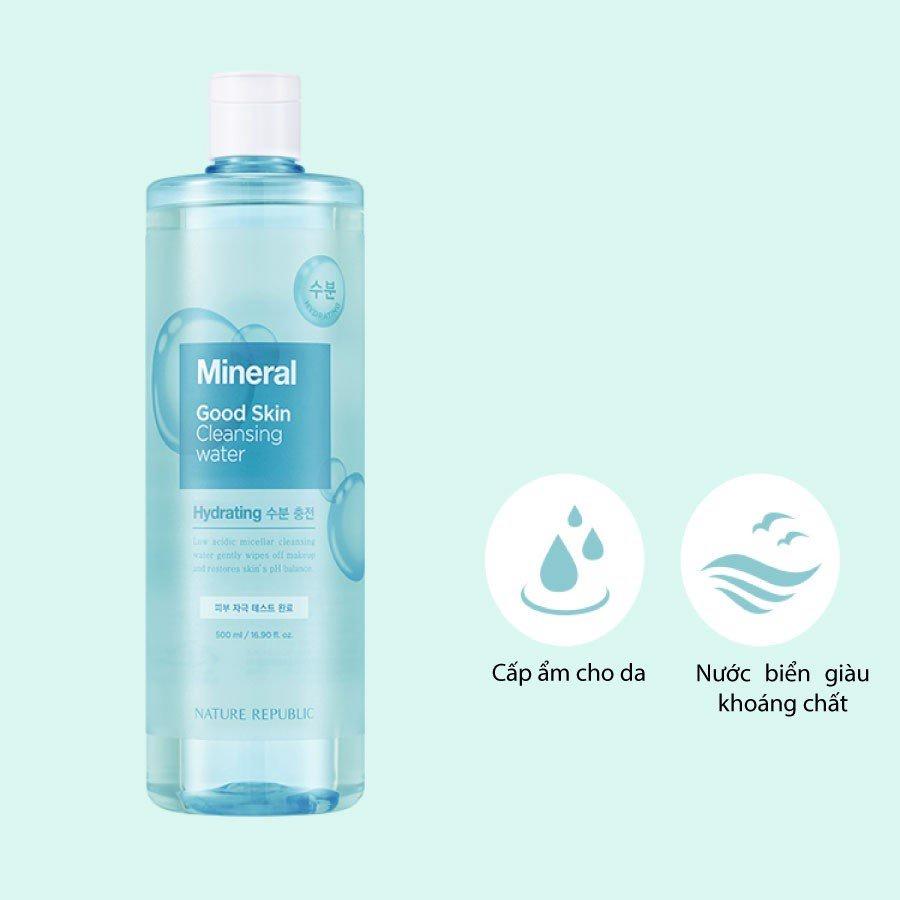 Nature Republic Nước tẩy trang dành cho mọi loại da Good Skin Mineral Ampoule Cleansing Water 500 ml