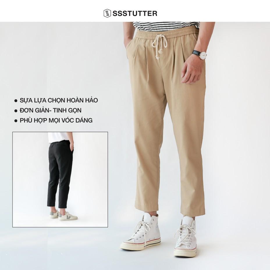 Quần dài Nam form Regular gọn gàng SSSTUTTER cạp chun thoải mái vận động 2 màu Bei Pants